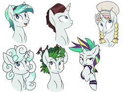 Size: 6000x4500 | Tagged: safe, artist:chub-wub, rarity, woodpecker, g4, it isn't the mane thing about you, absurd resolution, alternate hairstyle, bonnet, cloud mane, mohawk, pigtails, punk, raripunk, simple background, white background