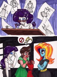 Size: 1024x1389 | Tagged: safe, artist:newyorkx3, rarity, sassy saddles, equestria girls, g4, comic, equestria girls-ified, manic monday, song reference, the bangles