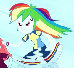 Size: 780x720 | Tagged: safe, screencap, rainbow dash, equestria girls, g4, my little pony equestria girls: summertime shorts, steps of pep, angry, cropped, female, great moments in animation, motion blur, running, scowl, smear frame