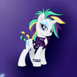 Size: 1450x1450 | Tagged: safe, artist:liniitadash23, rarity, pony, unicorn, g4, it isn't the mane thing about you, alternate hairstyle, clothes, female, mare, movie accurate, punk, raripunk, short hair, show accurate, simple background, solo