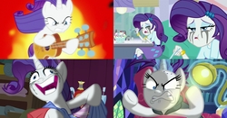 Size: 3670x1920 | Tagged: safe, edit, edited screencap, screencap, rarity, unicorn, equestria girls, equestria girls specials, fame and misfortune, g4, honest apple, it isn't the mane thing about you, my little pony equestria girls: dance magic, faic, food, guitar, guitarity, ice cream, makeup, marshmelodrama, musical instrument, raribald, rarisnap, rarity is best facemaker, running makeup, why i'm creating a gown darling