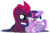 Size: 2982x1976 | Tagged: safe, artist:aaronmk, fizzlepop berrytwist, tempest shadow, twilight sparkle, pony, unicorn, g4, my little pony: the movie, blanket, book, broken horn, female, horn, magic, mare, ship:tempestlight, shipping, simple background, transparent background, vector