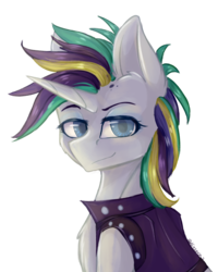 Size: 3847x4818 | Tagged: safe, artist:jazzerix, rarity, pony, unicorn, g4, it isn't the mane thing about you, alternate hairstyle, clothes, female, mare, punk, raripunk, simple background, solo, transparent background
