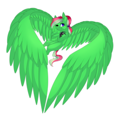 Size: 3897x3745 | Tagged: safe, artist:crazllana, oc, oc only, oc:fire sugar, pegasus, pony, female, high res, impossibly large wings, mare, one eye closed, solo, wink