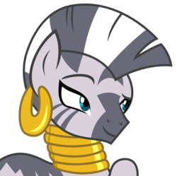Size: 2781x2769 | Tagged: safe, artist:sketchmcreations, zecora, zebra, g4, it isn't the mane thing about you, amused, dreamworks face, ear piercing, earring, female, high res, jewelry, neck rings, piercing, quadrupedal, raised eyebrow, raised hoof, simple background, smiling, transparent background, vector, zecora is amused