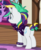 Size: 339x411 | Tagged: safe, screencap, rarity, twilight sparkle, alicorn, pony, g4, it isn't the mane thing about you, my little pony: friendship is magic, alternate hairstyle, bracelet, butt, clothes, cropped, duo, jacket, jewelry, plot, punk, raripunk, rear view, solo focus, three quarter view, twilight sparkle (alicorn)