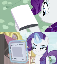 Size: 1314x1473 | Tagged: safe, edit, edited screencap, screencap, rarity, pony, unicorn, g4, it isn't the mane thing about you, my little pony: friendship is magic, book, exploitable, female, magazine, magazine cover rarity, mare, solo, template