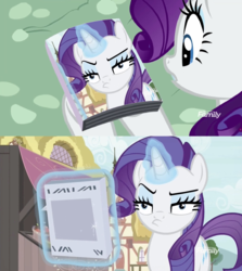 Size: 1314x1473 | Tagged: safe, edit, edited screencap, screencap, rarity, pony, unicorn, g4, it isn't the mane thing about you, big fat meanie, book, female, magazine, magazine cover rarity, mare, solo