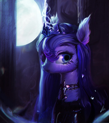 Size: 1890x2123 | Tagged: safe, artist:lmgchikess, princess luna, alicorn, pony, g4, crown, female, jewelry, mare, moon, night, regalia, solo