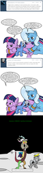 Size: 600x2400 | Tagged: safe, artist:dekomaru, discord, princess luna, trixie, twilight sparkle, oc, moonstuck, tumblr:ask twixie, g4, ask, female, filly, lesbian, magical lesbian spawn, moon, offspring, parent:trixie, parent:twilight sparkle, parents:twixie, ship:twixie, shipping, tumblr, woona, younger