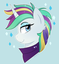 Size: 2031x2179 | Tagged: safe, artist:emera33, rarity, pony, unicorn, g4, it isn't the mane thing about you, alternate hairstyle, bust, ear fluff, female, high res, lidded eyes, mare, portrait, profile, punk, raripunk, solo