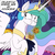 Size: 2048x2048 | Tagged: safe, artist:ncmares, color edit, edit, princess celestia, alicorn, pony, g4, cheek fluff, colored, cookie, cookie jar, cookie thief, cute, cutelestia, dialogue, female, food, high res, implied princess luna, implied theft, jewelry, looking offscreen, mare, nose wrinkle, offscreen character, princess celestia's bedroom, recolor, regalia, scrunchy face, speech bubble, this will end in tears and/or a journey to the sun