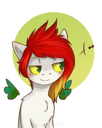 Size: 2000x2500 | Tagged: safe, artist:shiro-roo, oc, oc only, pony, bedroom eyes, blushing, floating wings, high res, simple background, smiling, solo, yellow sclera