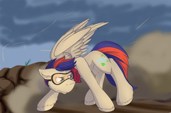 Size: 4928x3264 | Tagged: safe, artist:melodis, oc, oc only, oc:zephyr leaf, pegasus, pony, action pose, bandana, cloud, cloudy, floppy ears, goggles, male, pegasus oc, solo, wings, ych result