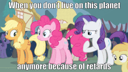 Size: 500x281 | Tagged: safe, edit, edited screencap, screencap, pinkie pie, ponies the anthology vi, g4, simple ways, animated, female, gif, i don't want to live on this planet anymore, image macro, inflated head, meme