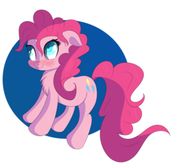 Size: 3168x3080 | Tagged: safe, artist:brok-enwings, pinkie pie, earth pony, pony, g4, abstract background, blushing, chest fluff, cute, diapinkes, female, floppy ears, high res, mare, solo, starry eyes, transparent background, wingding eyes