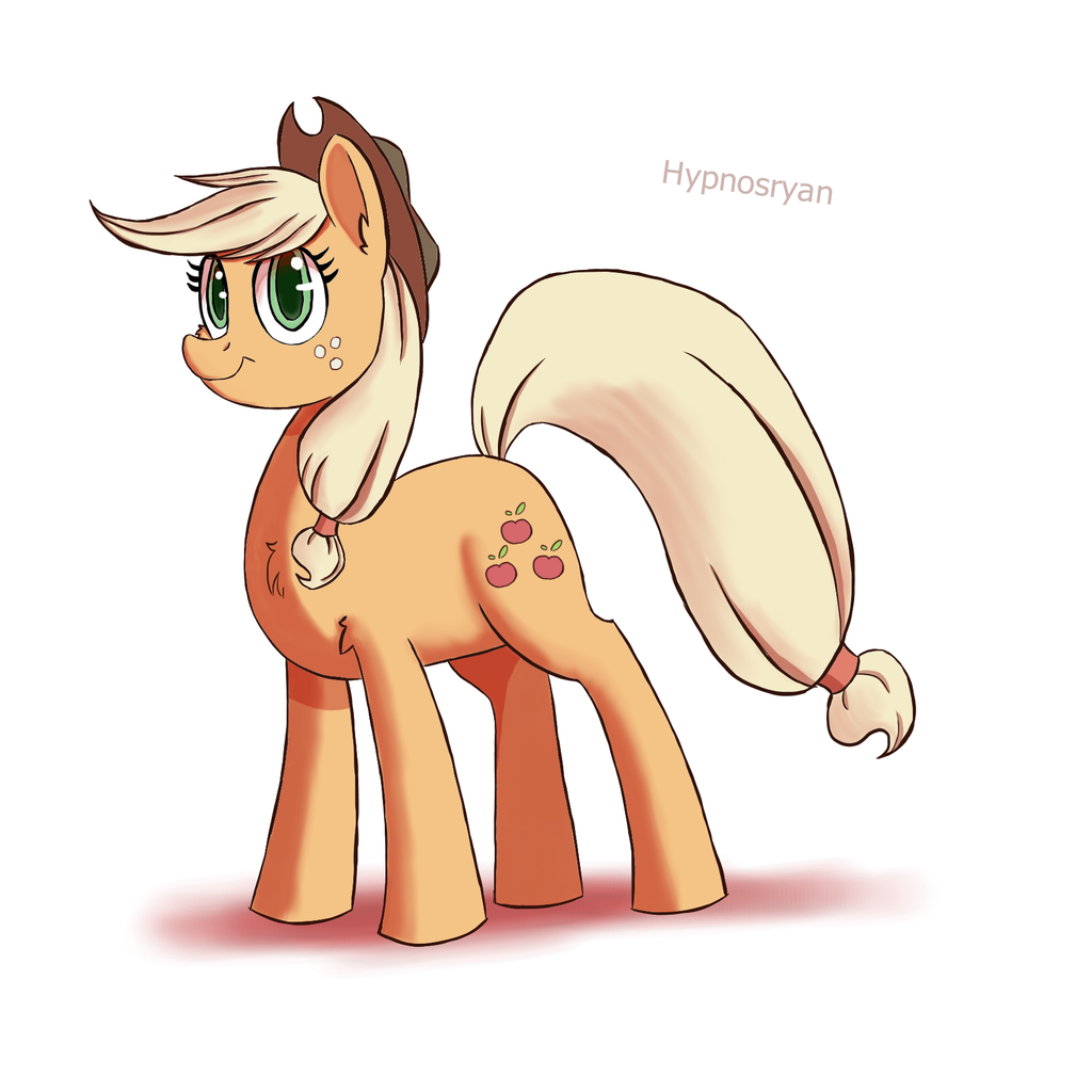 1539019 Safe Artist Hypno Applejack G4 Hat Simple Background