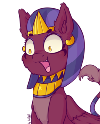 Size: 1040x1280 | Tagged: safe, artist:dsp2003, the sphinx, sphinx, daring done?, g4, behaving like a cat, bust, exploitable, female, open mouth, reaction image, simple background, solo, sphinxdorable, transparent background, whoa