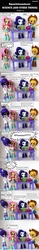 Size: 828x5250 | Tagged: safe, artist:whatthehell!?, edit, applejack, fluttershy, rarity, sci-twi, twilight sparkle, equestria girls, g4, boots, clothes, coat, doll, drugs, equestria girls minis, eqventures of the minis, flask, funny, glasses, hat, irl, merchandise, microscope, parody, pencil, photo, shoes, skirt, table, test tube, toy