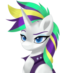 Size: 1920x1920 | Tagged: safe, artist:mlp-firefox5013, rarity, pony, unicorn, g4, it isn't the mane thing about you, alternate hairstyle, clothes, colored pupils, female, mare, punk, raripunk, simple background, smiling, solo, transparent background