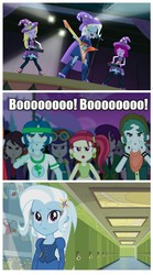 Size: 938x1682 | Tagged: safe, edit, edited screencap, screencap, blueberry cake, captain planet, fuchsia blush, indigo wreath, lavender lace, rose heart, scott green, trixie, equestria girls, g4, my little pony equestria girls, my little pony equestria girls: rainbow rocks, female, guitar, op is a duck, op is trying to start shit, sad, screencap comic, stage, trixie and the illusions