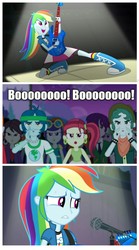 Size: 938x1682 | Tagged: safe, edit, edited screencap, screencap, blueberry cake, captain planet, lavender lace, rainbow dash, rose heart, scott green, equestria girls, g4, my little pony equestria girls: rainbow rocks, awesome as i want to be, guitar, microphone, screencap comic, stage, sweat