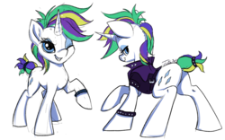 Size: 1200x748 | Tagged: safe, artist:tsitra360, rarity, pony, unicorn, g4, it isn't the mane thing about you, alternate hairstyle, cute, female, mare, punk, raised hoof, raribetes, raripunk, rear view, solo