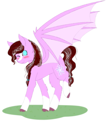 Size: 3145x3543 | Tagged: safe, artist:enghelkitten, oc, oc only, oc:sugarcoat, bat pony, pony, female, high res, mare, one eye closed, simple background, solo, transparent background, wink