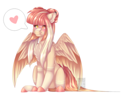 Size: 2537x2000 | Tagged: safe, artist:mauuwde, oc, oc only, oc:lyshuu, pegasus, pony, female, heart, high res, mare, simple background, sitting, solo, transparent background