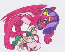 Size: 2994x2401 | Tagged: safe, artist:draw1709, somnambula, the sphinx, pony, sphinx, daring done?, g4, high res, traditional art