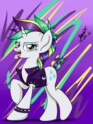 Size: 1944x2592 | Tagged: safe, artist:viejillox64art, rarity, g4, it isn't the mane thing about you, alternate hairstyle, female, punk, raripunk, solo, tongue out