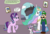 Size: 3143x2123 | Tagged: safe, artist:supahdonarudo, flash sentry, princess celestia, princess flurry heart, silver spoon, spike, starlight glimmer, kaiju, equestria girls, g4, banner, brad, club, crossover, dialogue, godzilla (tristar), godzilla the series, high res, luigi, male, meta, picture frame, speech bubble, super mario, window, zilla