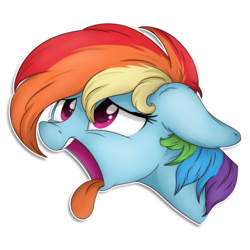 Size: 2500x2500 | Tagged: safe, artist:check3256, rainbow dash, pony, g4, female, high res, mare, multicolored hair, simple background, solo, tongue out, transparent background