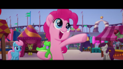 Size: 1920x1080 | Tagged: safe, screencap, gummy, pinkie pie, alligator, earth pony, pegasus, pony, g4, my little pony: the movie, cute, diapinkes, eyes closed, female, mare, open mouth, smiling, underhoof