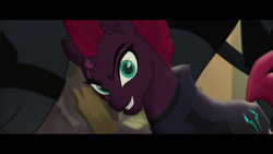 Size: 1920x1080 | Tagged: safe, screencap, tempest shadow, g4, my little pony: the movie, broken horn, evil smile, eye scar, grin, happy, horn, looking at you, scar, silly little ponies, smiling, smirk, storm guard, when she smiles