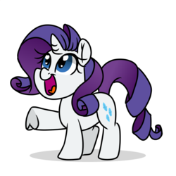 Size: 701x701 | Tagged: safe, artist:jen-neigh, rarity, pony, unicorn, g4, cute, female, mare, open mouth, raribetes, simple background, smol, solo, white background