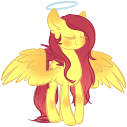 Size: 1024x1023 | Tagged: safe, artist:kellythedrawinguni, oc, oc only, oc:michaela, pegasus, pony, eyes closed, female, halo, mare, simple background, solo, transparent background