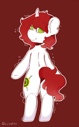 Size: 1245x2000 | Tagged: safe, artist:yunieelloa, oc, oc only, pony, unicorn, bipedal, male, red background, simple background, solo, stallion