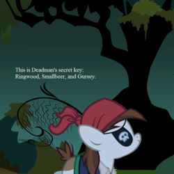Size: 720x720 | Tagged: safe, edit, edited screencap, editor:korora, screencap, pipsqueak, earth pony, pony, g4, luna eclipsed, colt, cropped, doctor who, everfree forest, male, text, the smugglers (tv story)