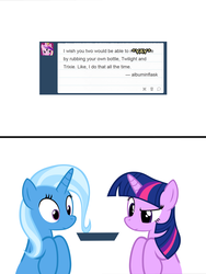 Size: 1048x1391 | Tagged: safe, artist:navitaserussirus, trixie, twilight sparkle, genie, pony, unicorn, asktwixiegenies, g4, cropped, female, lesbian, mare, ship:twixie, shipping, simple background, species swap, white background