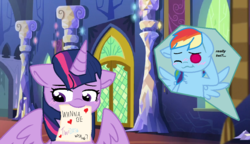 Size: 1016x584 | Tagged: safe, artist:masparkleofficial, rainbow dash, twilight sparkle, alicorn, pony, g4, female, lesbian, ship:twidash, shipping, twilight sparkle (alicorn), twilight's castle