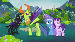 Size: 1280x720 | Tagged: safe, screencap, pharynx, starlight glimmer, thorax, trixie, changedling, changeling, g4, to change a changeling, king thorax