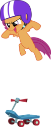 Size: 3000x7448 | Tagged: safe, artist:caffeinejunkie, scootaloo, pegasus, pony, g4, sleepless in ponyville, belly, female, filly, helmet, jumping, open mouth, scooter, simple background, solo, transparent background, vector