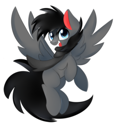 Size: 1375x1441 | Tagged: safe, artist:ashura924, oc, oc only, pegasus, pony, clothes, gift art, looking at you, male, open mouth, rearing, scarf, simple background, smiling, solo, stallion, transparent background