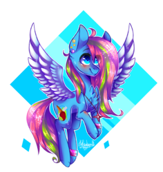 Size: 1837x1945 | Tagged: safe, artist:huirou, oc, oc only, oc:media smile, pegasus, pony, ear piercing, female, hair over one eye, mare, piercing, simple background, smiling, solo, transparent background