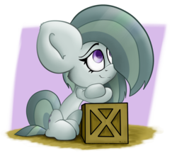 Size: 1735x1501 | Tagged: safe, artist:machstyle, marble pie, earth pony, pony, g4, big ears, box, chibi, female, mare, solo