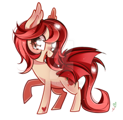 Size: 800x782 | Tagged: safe, artist:ipun, oc, oc only, oc:lychee, bat pony, pony, female, heart eyes, mare, obtrusive watermark, simple background, solo, transparent background, watermark, wingding eyes