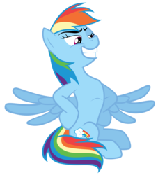 Size: 7000x7700 | Tagged: safe, artist:tardifice, rainbow dash, pony, campfire tales, g4, absurd resolution, female, grin, puffed chest, simple background, sitting, smiling, solo, spread wings, transparent background, vector, wings