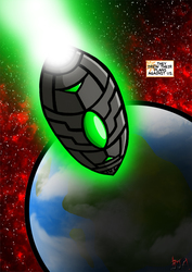 Size: 827x1169 | Tagged: safe, artist:darklamprey, comic:equestria's war of the worlds, comic, crossover, narration, planet, space, spaceship, the war of the worlds