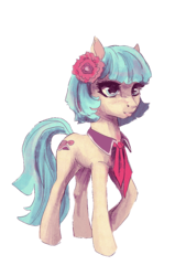 Size: 800x1260 | Tagged: safe, artist:cosmicunicorn, coco pommel, earth pony, pony, g4, female, mare, raised hoof, simple background, solo, white background